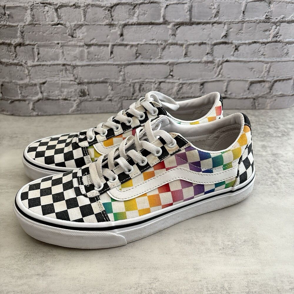 Vans Women’s Rainbow Checker Board Low Top  Skater Shoes Size 9 Canvas Sneaker S